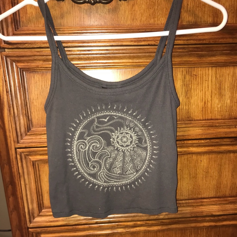 Grey Tribal Sun Crop Tank